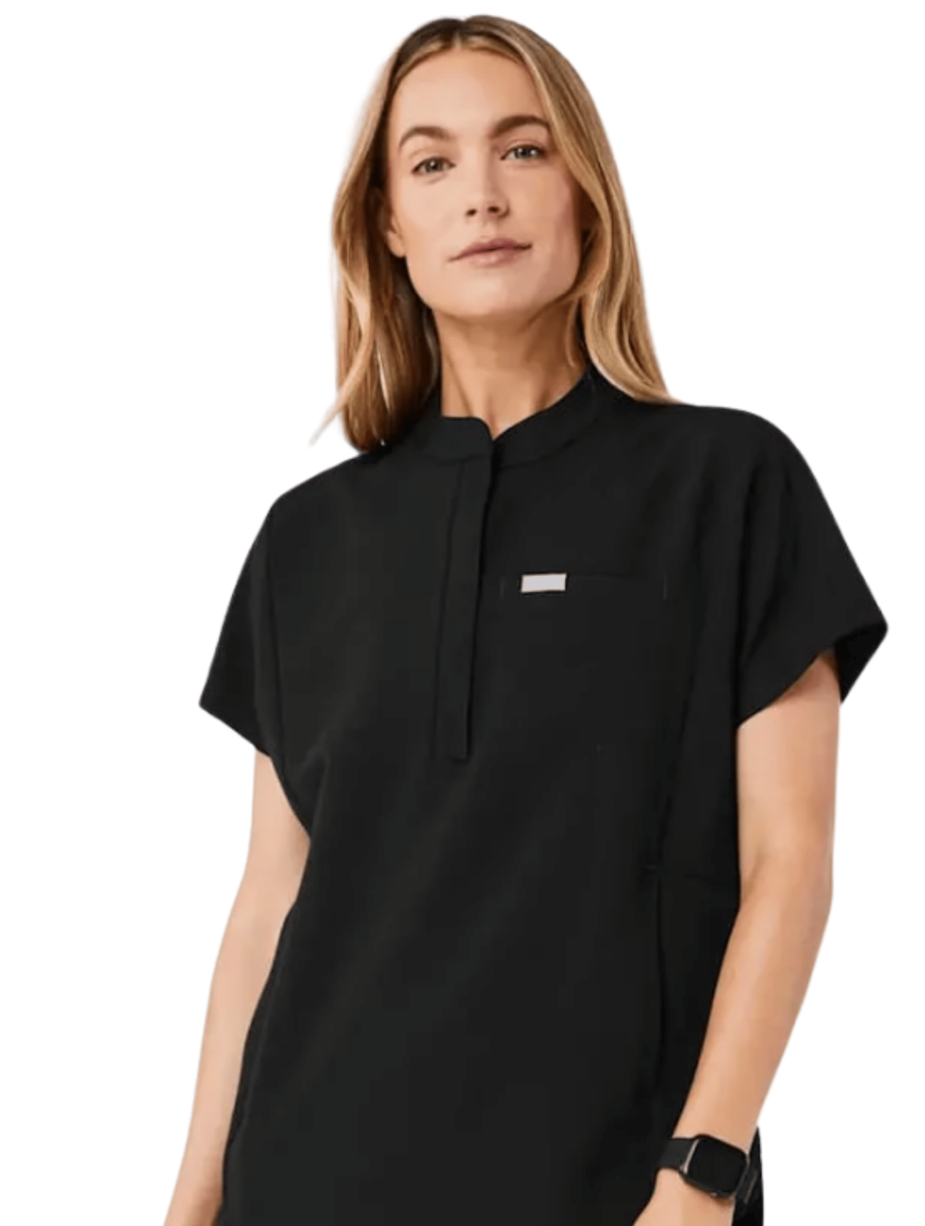FIGS Montex Scrub Top for Women - Relaxed Fit, Mock Neck, 2 Pockets, Anti-Winkle, 4-Way Stretch